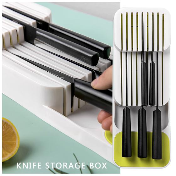 Imagem de Estojo de armazenamento de facas, organizador de talheres, bandeja, separação, acabamento, caixa de armazenamento, facas