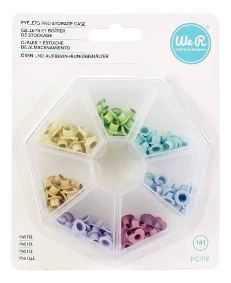 Imagem de Estojo de Ilhóses Eyelets Wer Memory 140 Pçs Tons Pastel