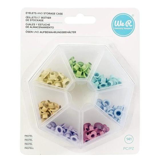 Imagem de Estojo de Ilhóses Eyelets Wer Memory 140 Pçs Tons Pastel