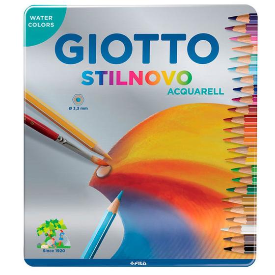 Imagem de Estojo de Lata de Lápis de Cor Aquarelável Giotto com 24 cores - 256300