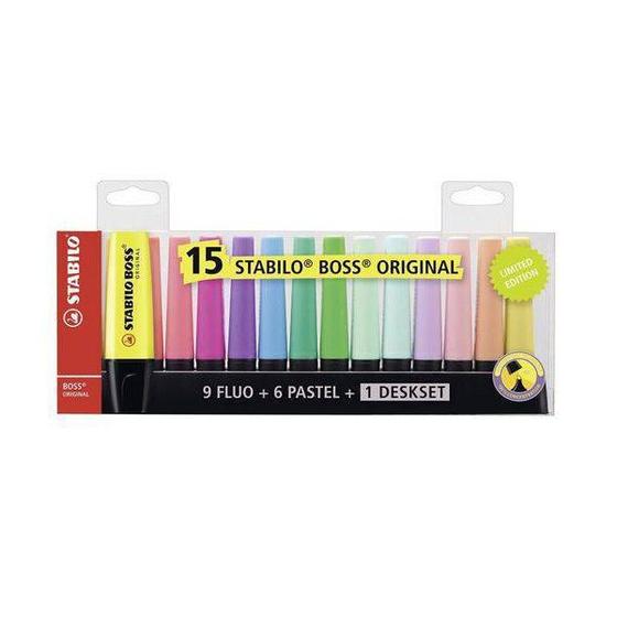 Estojo de Marca Texto Stabilo BOSS com 15 Cores 58.0900 Menor preço em Estojo de Marca Texto Stabilo BOSS com 15 Cores 58.0900