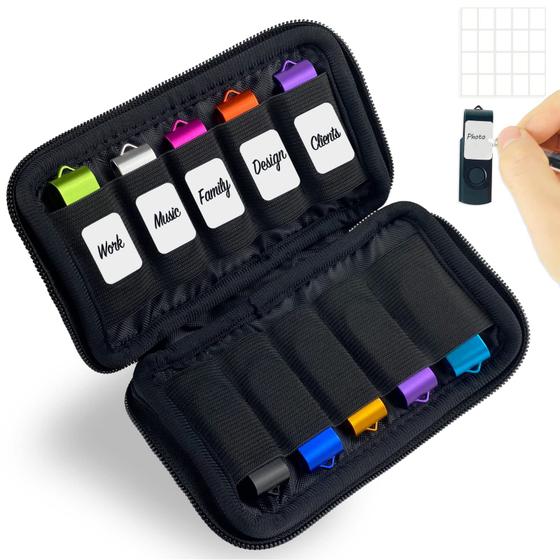 Imagem de Estojo de pen drive JBOS Bolsa de armazenamento USB com 10 slots de neoprene