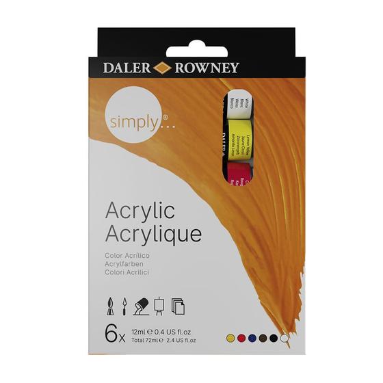 Imagem de Estojo de Tinta Acrílica Daler Rowney Simply Bisnagas de 12 ml com 6 Cores  126500006