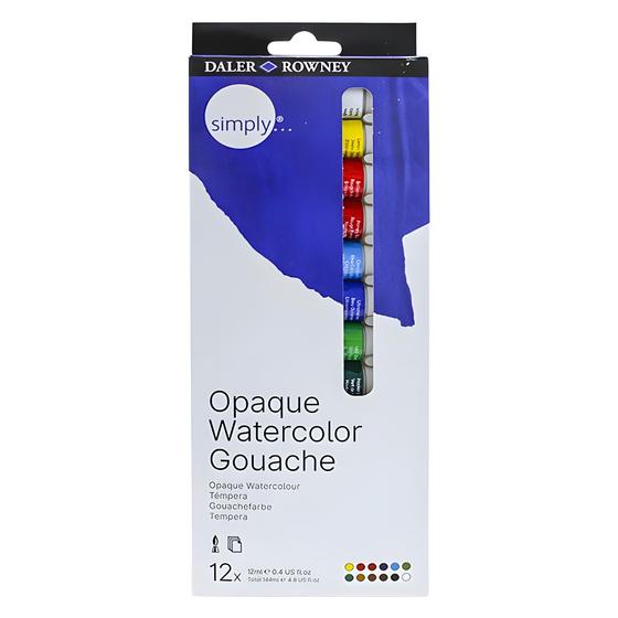 Imagem de Estojo de Tinta Guache Opaque Daler & Rowney Simply 12ml Set 12 Tubos