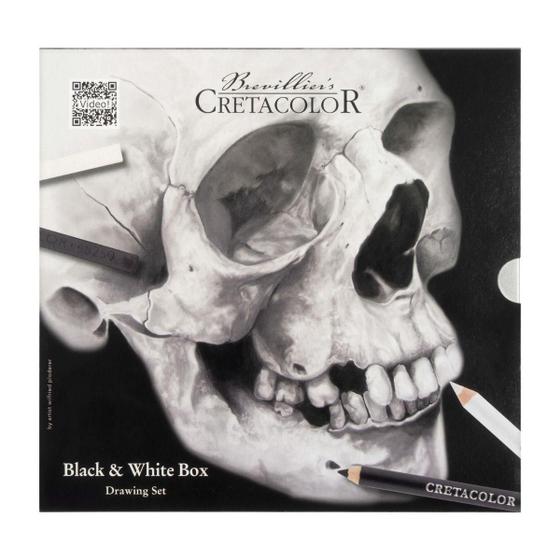 Imagem de Estojo Desenho Black & White Box Skull Cretacolor 25 Pecas