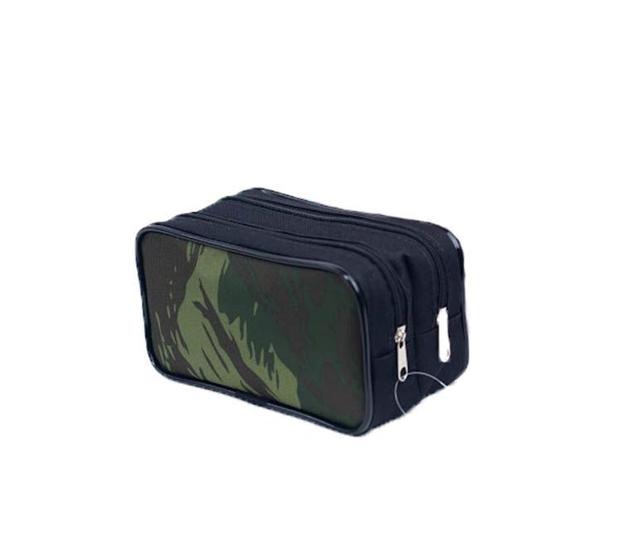 Imagem de Estojo Duplo Escolar Camuflado Grande C/ Borda Exército- JKF