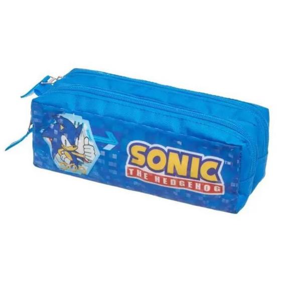 Imagem de Estojo Duplo Escolar Infantil Sonic Team Squad Azul Pacifc