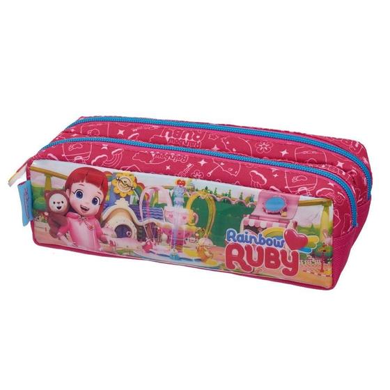 Imagem de Estojo Duplo Escolar Rainbow Ruby Porta Lápis Infantil