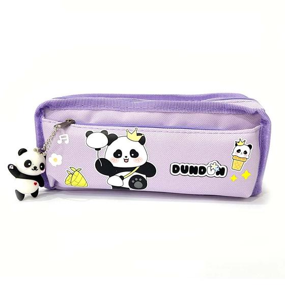 Imagem de Estojo Duplo Infantil Pandinha Com Pingente Fofo