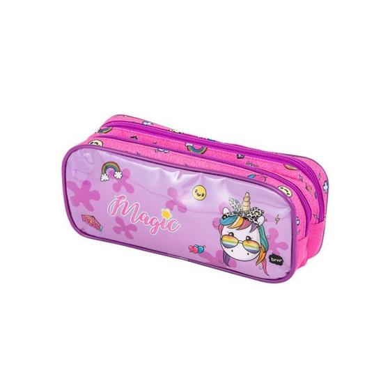 Imagem de Estojo Duplo Magic Unicórnio Rosa e Roxo - Brw - 1 un