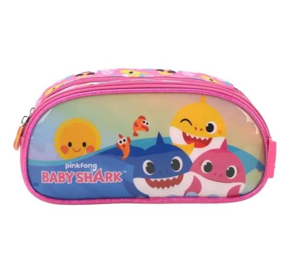 Imagem de Estojo Escolar Baby Shark Duplo Pink Luxcel