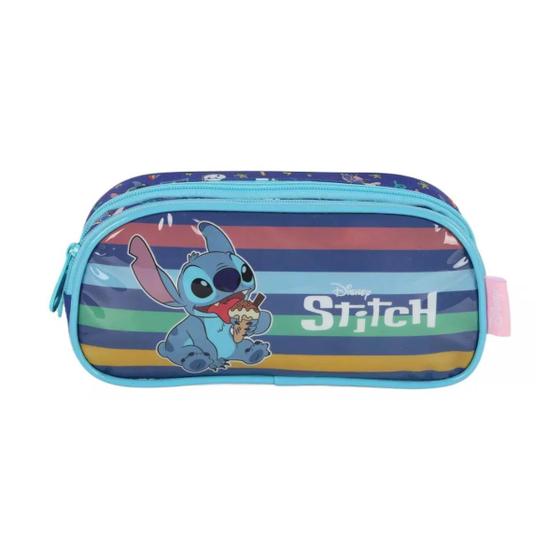 Imagem de Estojo Escolar Duas Divisórias Stitch Disney Infantil Luxcel