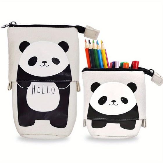 Imagem de Estojo Escolar Porta Lápis e Canetas Expansivo Stand Up Portátil Milk/Panda  Kawaii  Fofo  Unidade