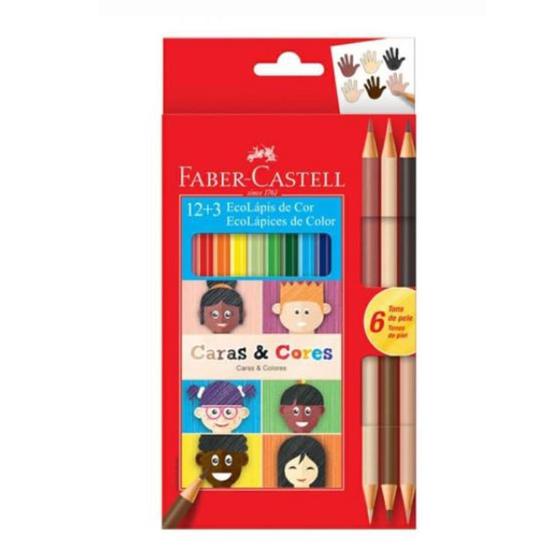 Imagem de Estojo Lápis de Cor Ecolápis com 12+3 Caras e Cores Faber-castell 120112cc