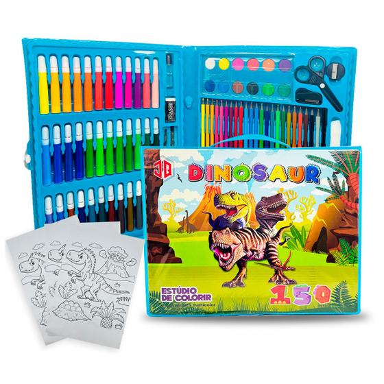 Imagem de Estojo Maleta para Colorir 150 peças Infantil Canetinhas Giz