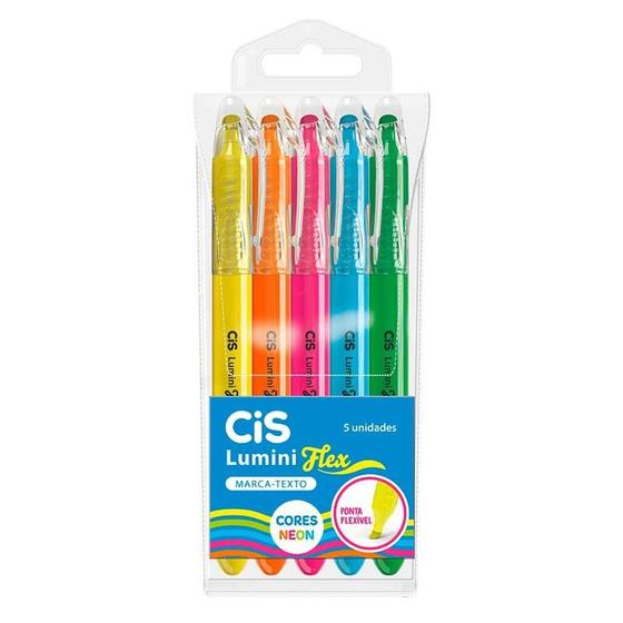 Imagem de Estojo Marca-texto Cis Lumini Flex Neon C/5 Cores 5.7188