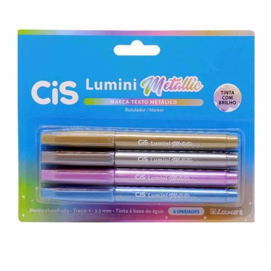 Imagem de Estojo Marca-texto Cis Lumini Metallic C/4 Cores 4.8711 1 ed