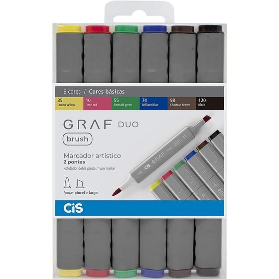 Imagem de Estojo Marcador Artístico Cis Graf Duo Brush C/6 Cores Básicas 60.8600 1 ed