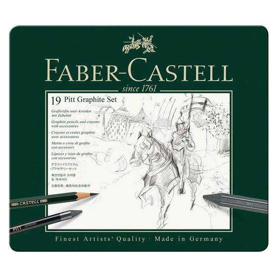 Imagem de Estojo Metal Pitt Faber Castell para Desenho 19 Peças