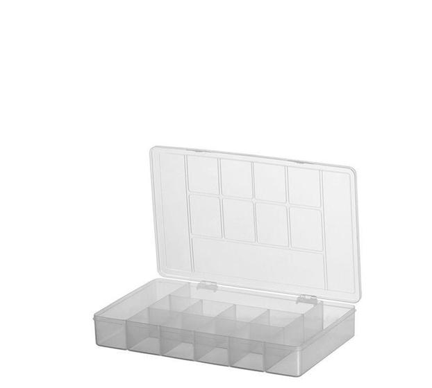 Imagem de Estojo Organizador de Plástico Transparente Retangular com 11 Divisórias - Plasmont