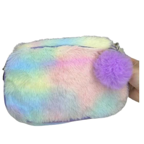Imagem de Estojo Pelúcia Com Pompom Escolar Case Com Divisórias