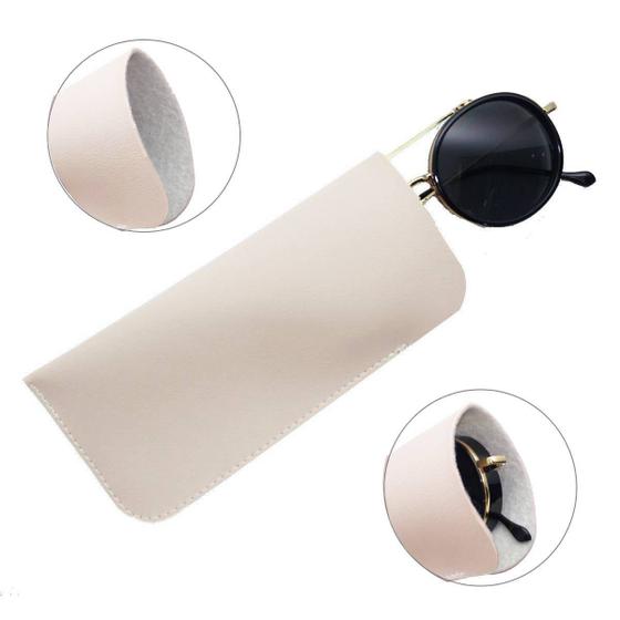 Imagem de Estojo Porta Óculos de Sol e Grau Case Nude Palha Capinha Portatil Fino