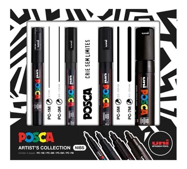 Imagem de Estojo Posca Artist's Collection Nibs Pt com 4 Uniball