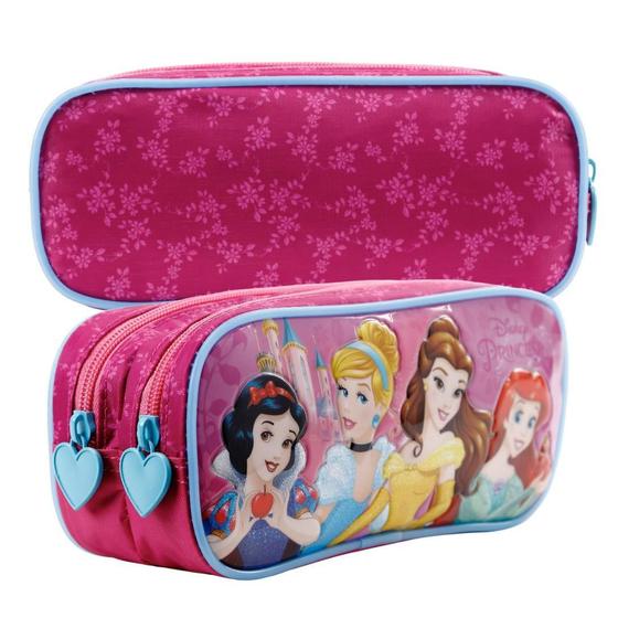 Imagem de Estojo Princesas Disney Bolso Duplo Infantil 2 Compartimentos