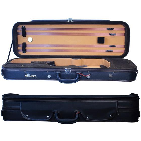 Estojo retangular térmico luxo preto para violino (exterior) e marrom