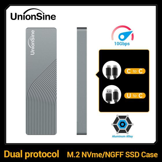 Imagem de Estojo SSD UnionSine M.2 NVMe/SATA - 10 Gbps - Protocolo Duplo