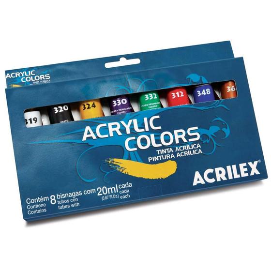 Imagem de Estojo Tinta Acrílica Acrylic Colors Acrilex com 8 Bisnagas 20ml - ACRILEX