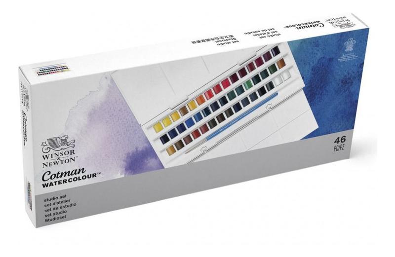 Imagem de Estojo Tinta Aquarela 45 Cores Hp Studio + Pincel Winsor