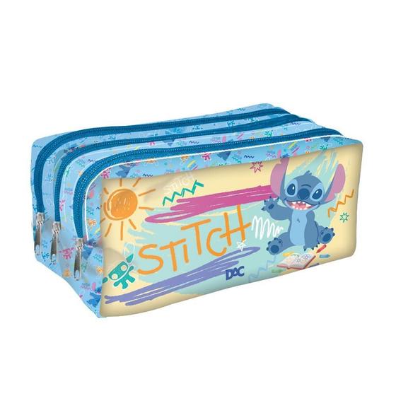 Imagem de Estojo Triplo Infantil Escolar Stitch Disney Dac