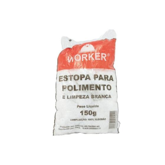 Imagem de Estopa para Polimento e Limpeza Branca Pacote 150g - Worker - CASA DA ESTOPA