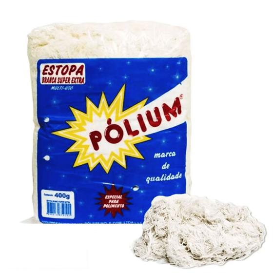 Imagem de Estopa Pólium para Polimento Branca Super Extra 12 Pacotes com 400g