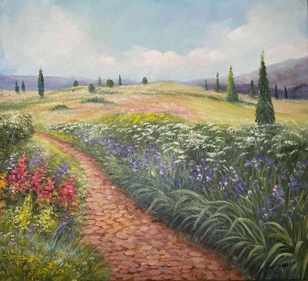 Imagem de "Estrada Florida da Toscana" Pintura Óleo Sobre Tela