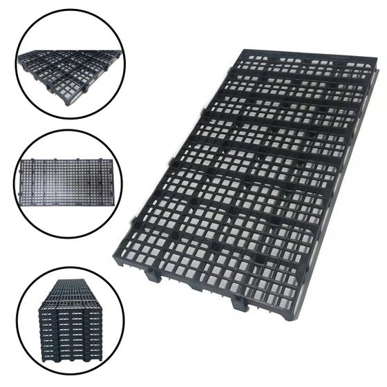 Imagem de Estrado Piso Pallet Plástico Resistente 25x50 Paletes Preto Trioplast