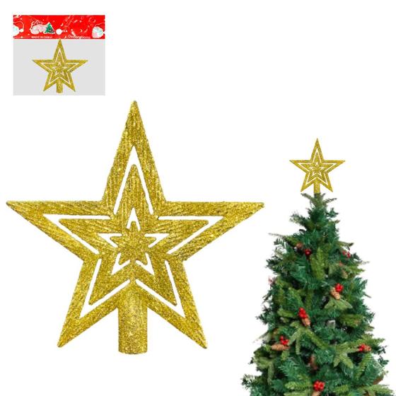 Imagem de Estrela Brilhante De Natal Topo De Árvore Dourada