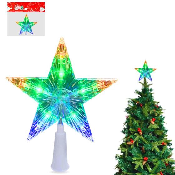 Imagem de Estrela De Natal Acrílica Com Led 14cm Enfeite Natalino Decoração Para Topo De Árvore