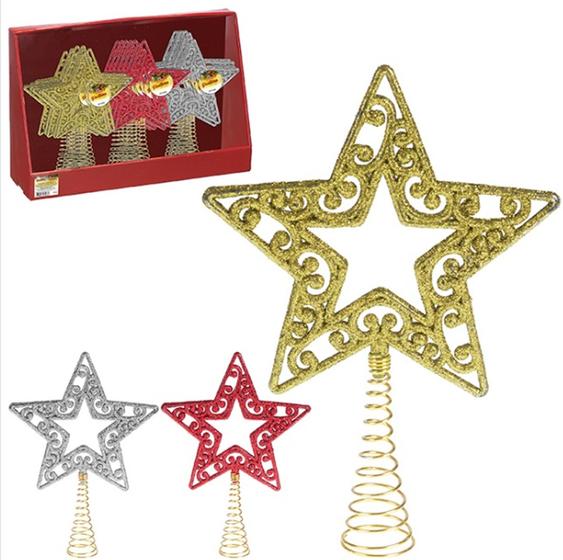 Imagem de Estrela de Natal Para Arvore Dourada e Prata