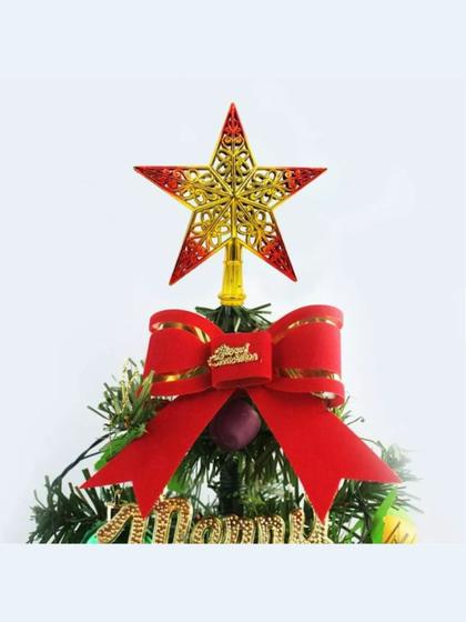 Imagem de Estrela Dourada Colors Grande Natal Ponteira de Arvore Estrela Enfeite de Natal Dourada Prata 20cm