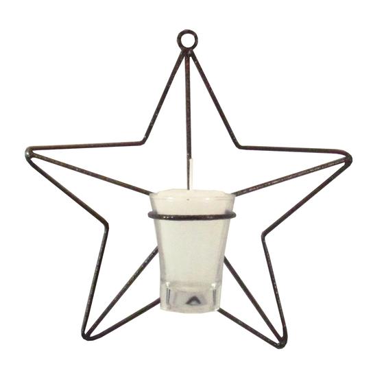 Imagem de Estrela M 23 cm Porta Vela Branca Arandela Decorativa Parede