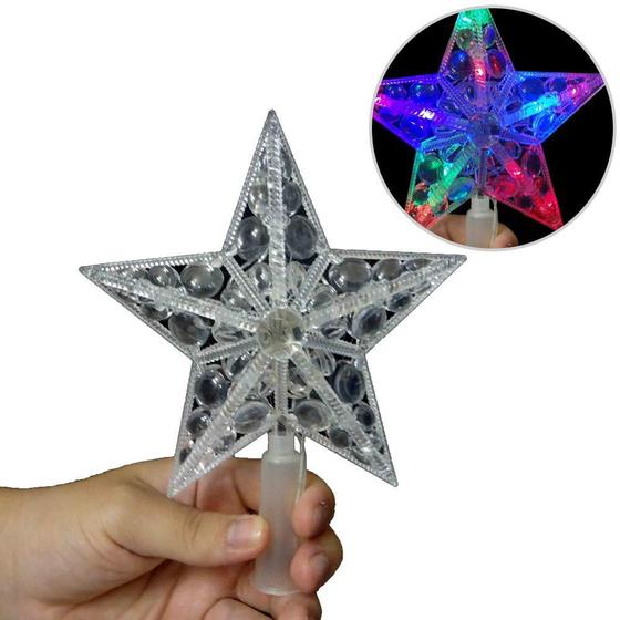 Imagem de Estrela Pisca Pisca 10 Leds Colorida Arvore de Natal Ponteira Enfeite Natalino (JA-81120)