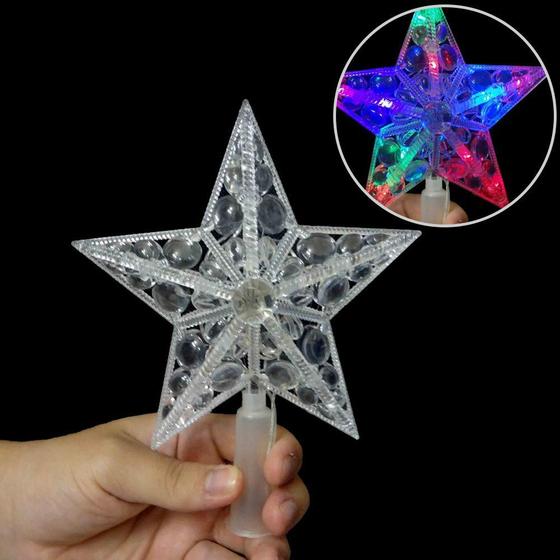 Imagem de Estrela Pisca Pisca 10 Leds Colorida Ponteira Arvore de Natal Enfeite Natalino (JA-81120)