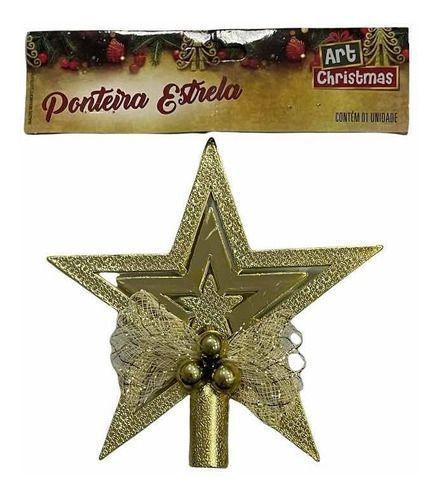 Estrela Ponteira Dourada Decorada Para Árvore De Natal 13cm - Belas Bazar -  Estrela de Natal - Magazine Luiza