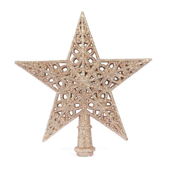 Imagem de Estrela Ponteira Glitter Arabesco Rosê Gold 21cm - Magizi