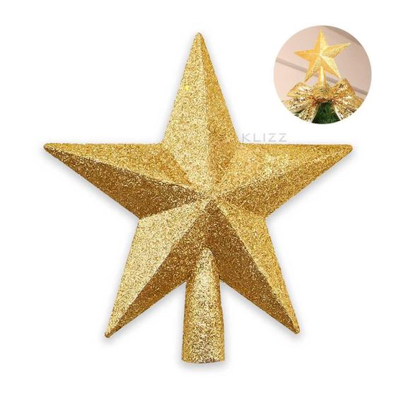 Imagem de Estrela Ponteira Para Arvore De Natal Glitter 15Cm Linda