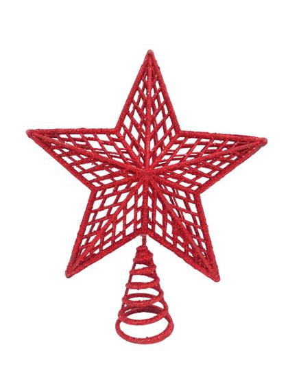 Imagem de Estrela Ponteira Vazada Várias Cores Com Glitter Para Árvore De Natal