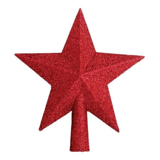 Estrela Ponteira Vermelha Glitter Para Árvore De Natal 20 Cm - Wincy Natal  - Estrela de Natal - Magazine Luiza