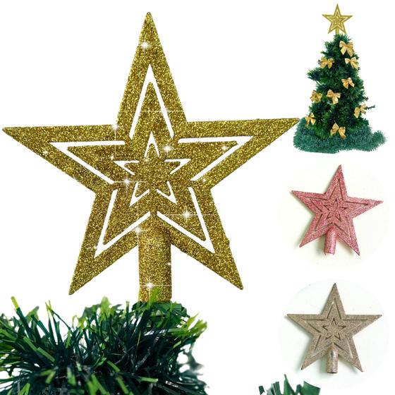 Imagem de Estrela Topo Árvore Natal Decoração Enfeite Ponteira Brilho